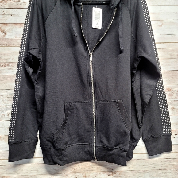 Torrid jeweled zip hoodie ultra soft black fleece - Picture 3 of 12